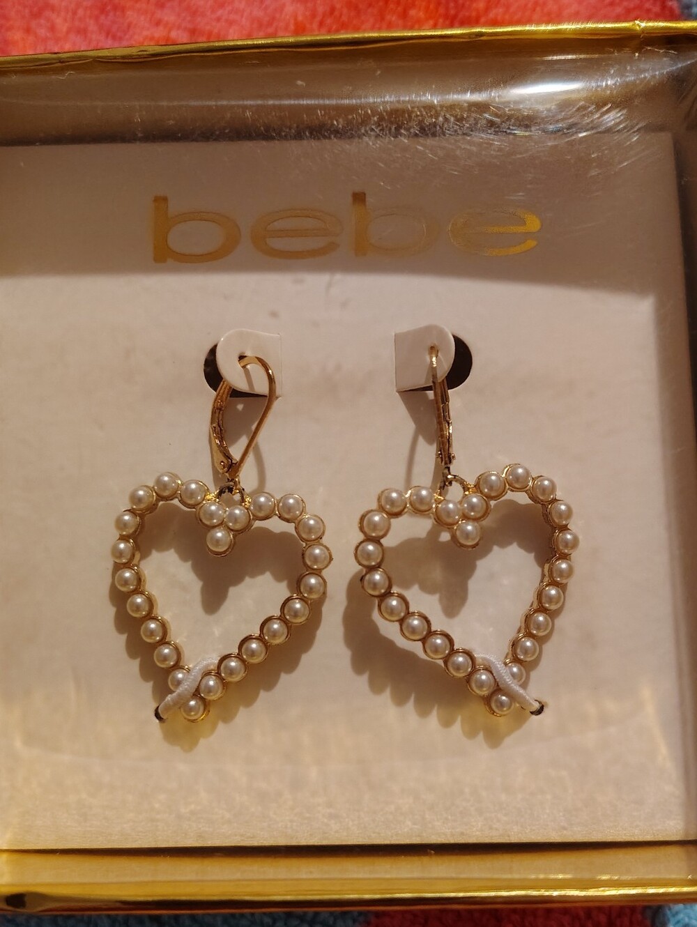 bebe Gold-Tone Heart Pearl Drop Earrings - White Pearls
